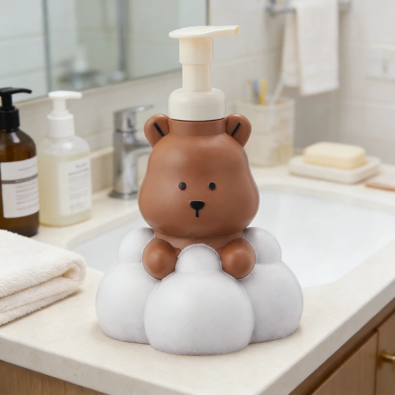 

New Cartoon Cloud Bear Foam Bottle Cute Cartoon Hand Wash Pump Shampoo Cleanser Foaming Mousse Dispenser Bathroom Bathing Bottle