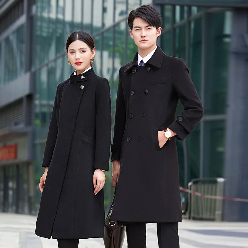 Medium and long woolen jacket, the same style for men and women, fashion temperament, high sense, thickened professional