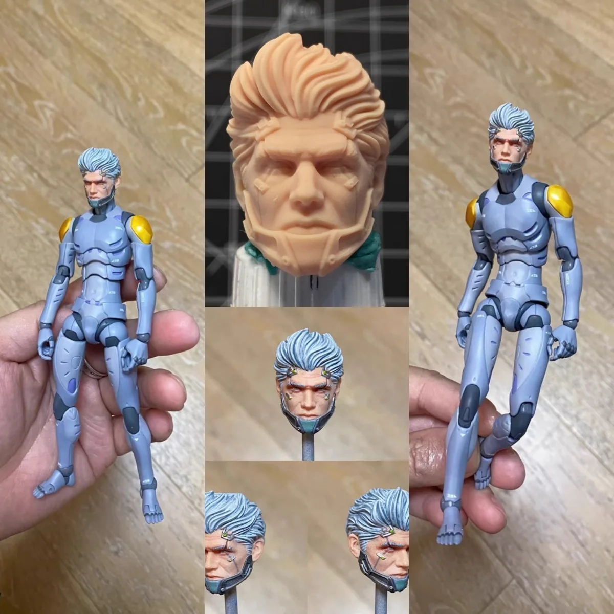 【30days Made】1/12 Scale Male Soldier Mechanical Warrior Unpainted/Painted Head Sculpt Accessories Fit 6''Action Figure Model