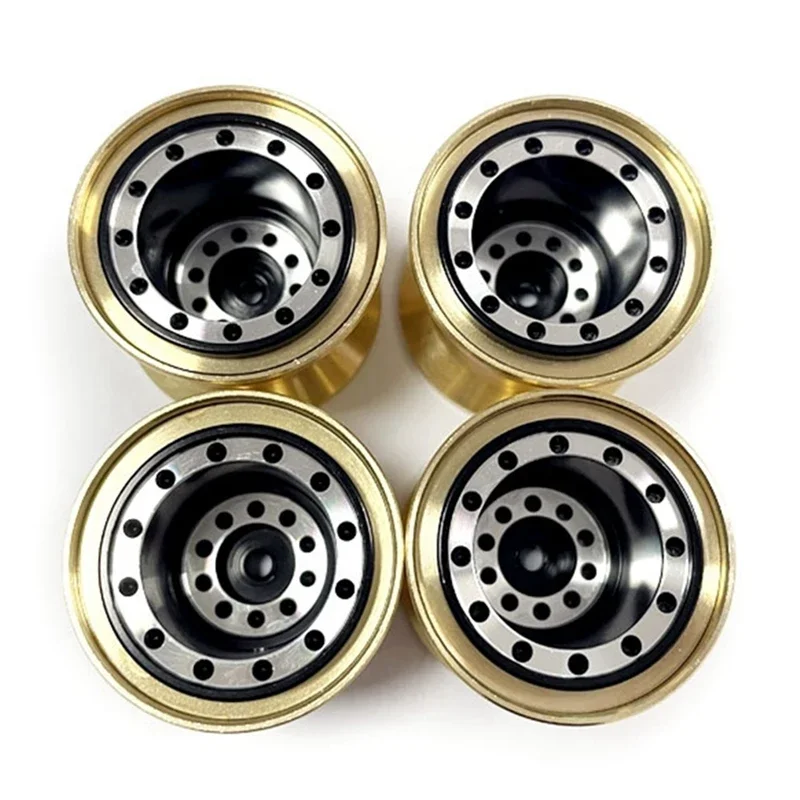 B-M 4Pcs Brass Clamp Ring Metal 1.0 Wheel Rim Wheel Hub for FMS FCX24 Max Smasher 1/24 RC Crawler Car Upgrade Parts,1