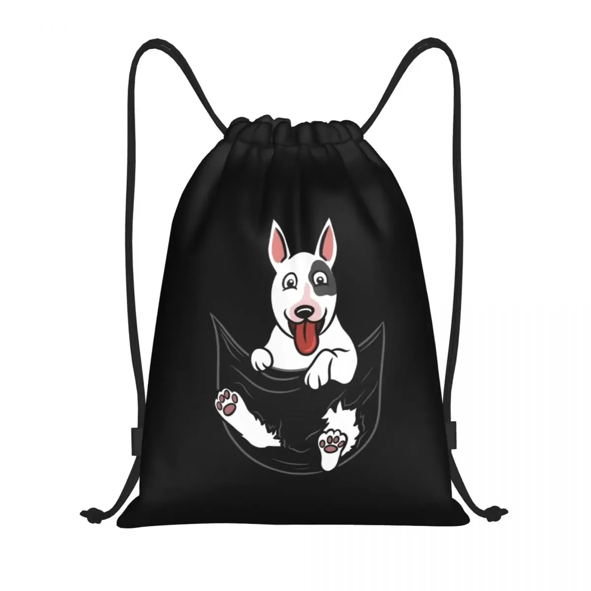 Inglês Bull Terrier Cão no Bolso Gráfico Drawstring Mochila, Sports Gym Bag para Homens e Mulheres, Cute Puppy Shopping Sackpack