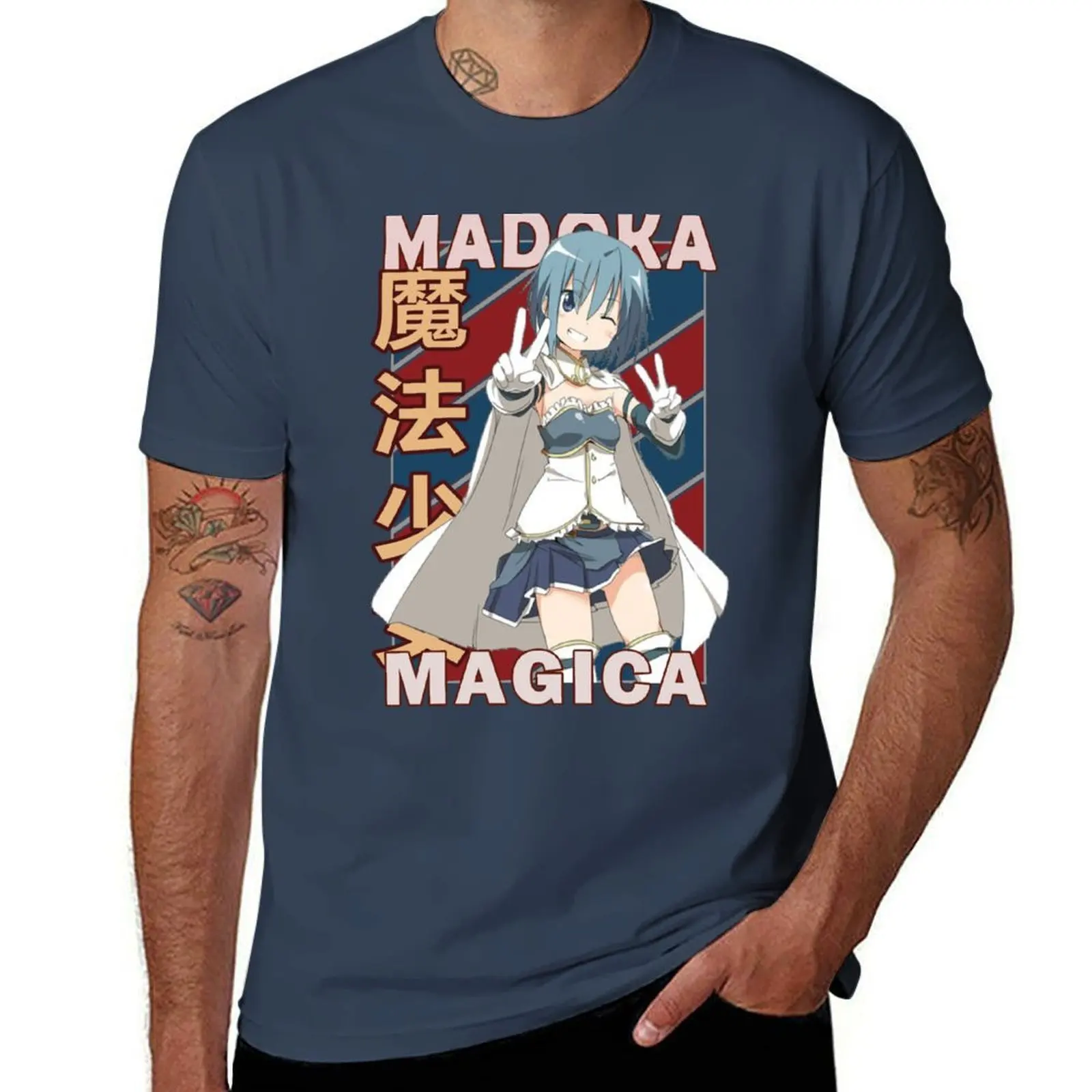 

Sayaka Miki Madoka Magica Vintage Stripe Design T-Shirt man t shirt luxury t shirts for man graphic funny T-Shirt