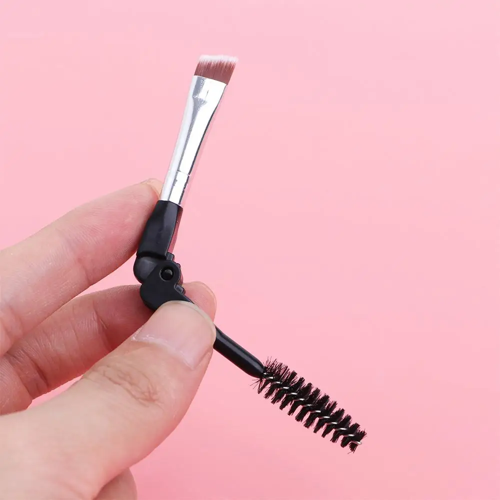 Strumento per toelettatura Separatore per ciglia Pennello per trucco Pennello per sopracciglia pieghevole Pennello per spoolie Applicatore per mascara Pennello per sopracciglia angolato Duo