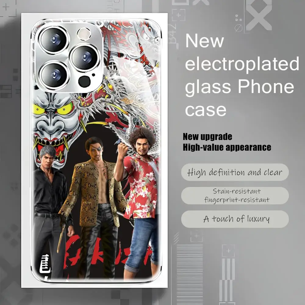 Funda para Teléfono Yakuza Kiwami 3 & Dark Ties para iPhone 17 AIR 16 15 14 13 12 Pro Plus Max, Funda de Vidrio Electrochapado