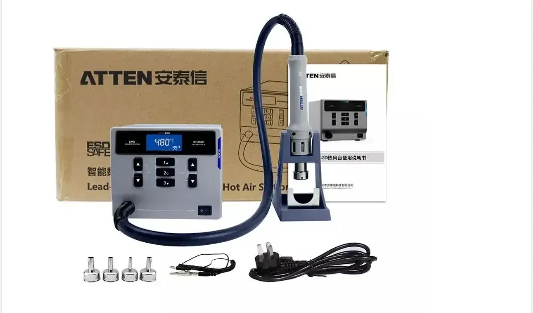 

TLF ATTEN 1000W ST862D Hot Air Rework Station Similar 861DW Hot Air Rework Station Welding Manipulator Mobile Phone Repair 4pcs