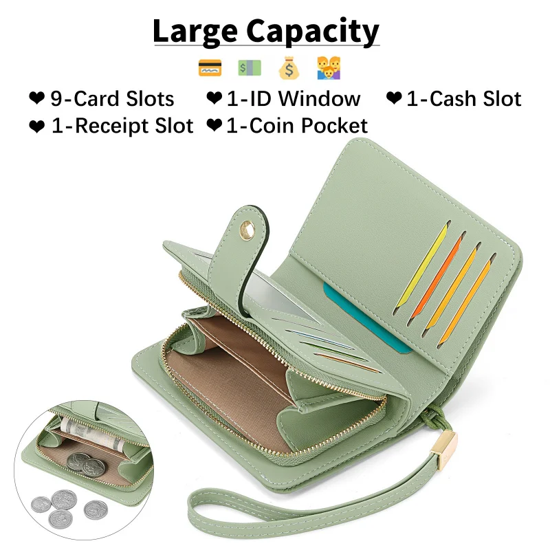 Western Candy Color PU Leather Short Women Wallet Large Capacity Zipper Hasp Multi Cards Purse for Ladies