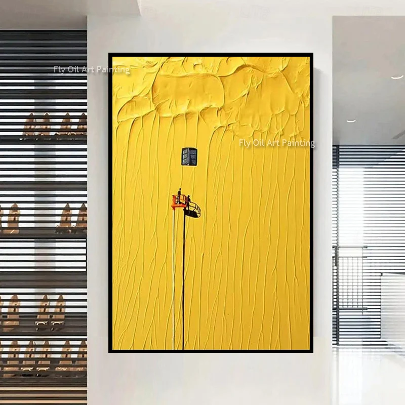 Abstract Golden Yellow Wall Art New Simple Design Home Wall Art Decor Items Large Light Green Yellow Land Canvas Oil Painting