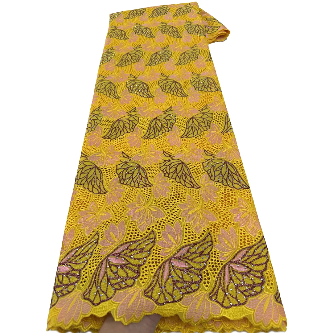 Swiss Voile Lace African Cotton Lace Fabric 2026 High Quality Nigerian Stones Cotton Fabrics For Women Evening Dresses Sewing