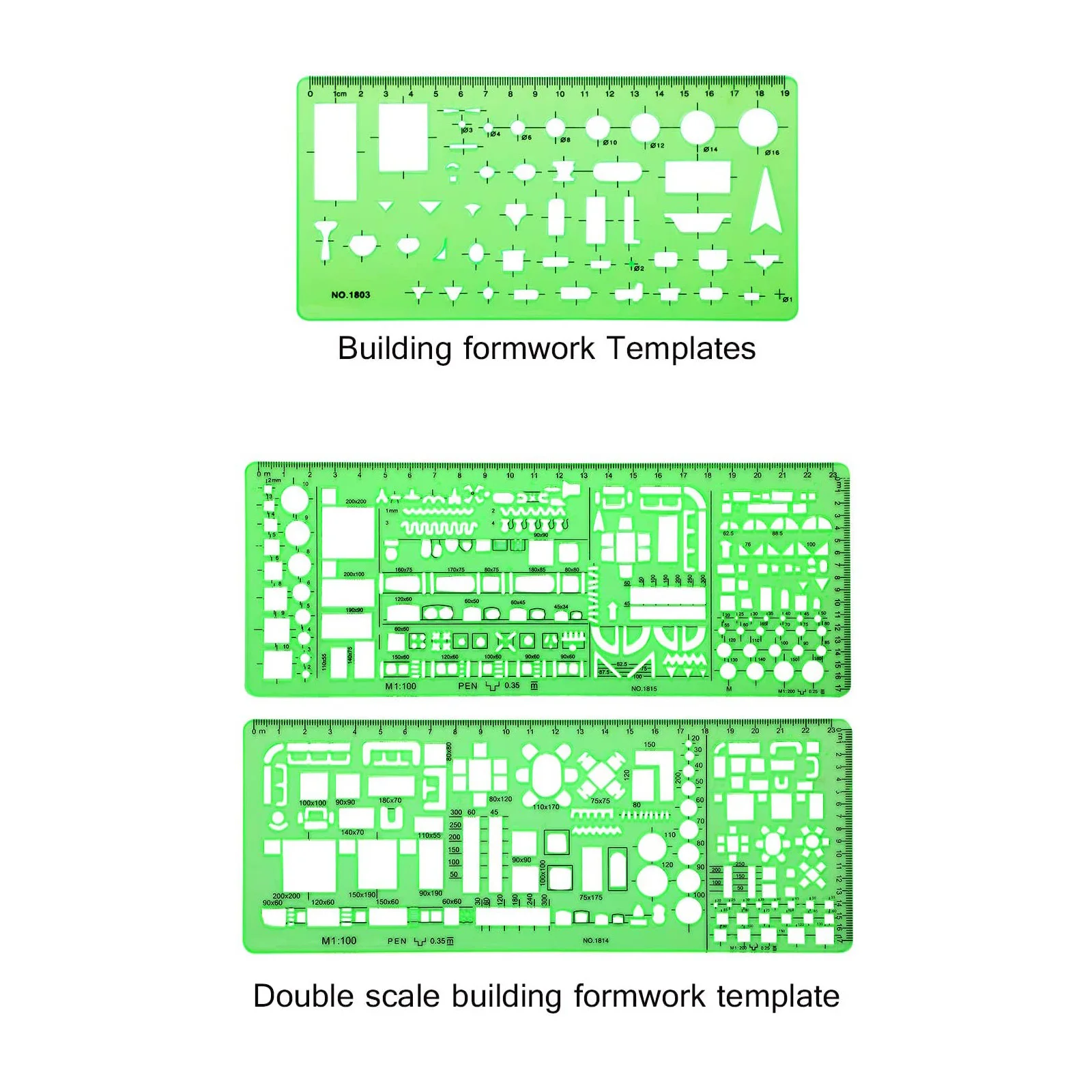 6 Pcs Architect Multi Purpose Drawing Template Set House Plan Interior Design and Furniture Drafting Tool Ruler B88