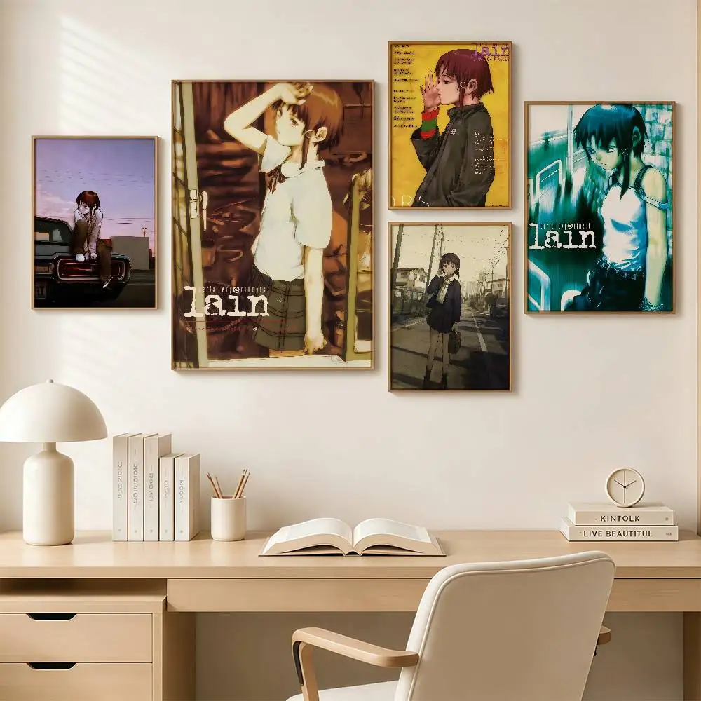 Anime Serial Experiments Lain Posters Wall Art Retro Painting Home Room Cafe Club Dorm Wall Decor