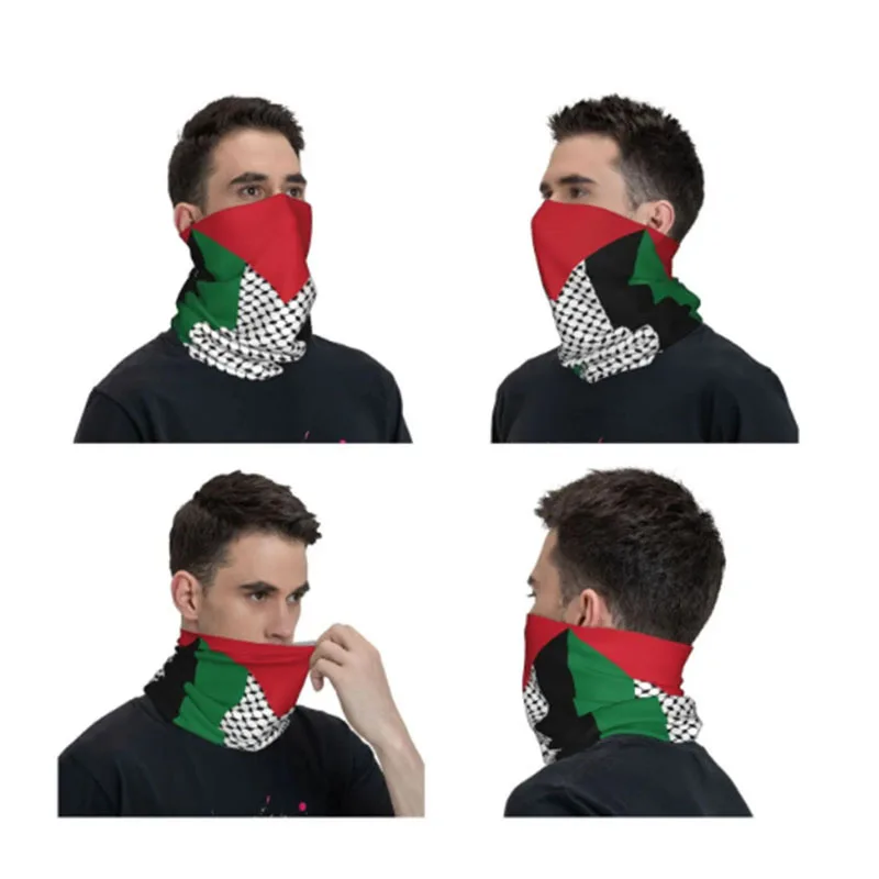 YIXIN Palestinian Keffiyeh Bandanas Palestine  Arabia Flag Pattern Headwear Neck Gaiter Warmer West Asia National Flag Face Band