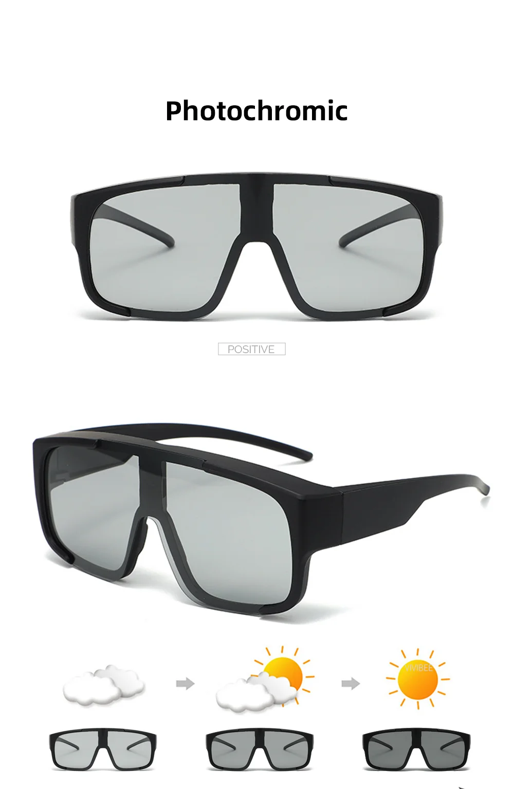VIVIBEE Coole Polarisierte Sonnenbrille Fit Über Brille Männer Fahren Übergroße UV400 Photochrome Angeln Outdoor Frauen Große Brille – Detail 14