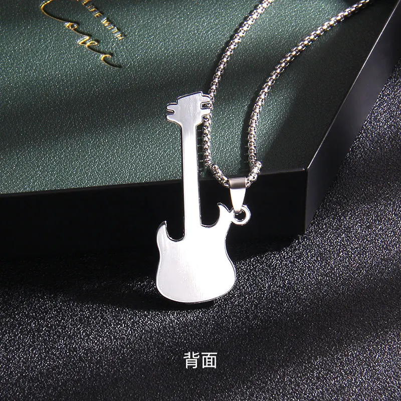 New Trend Rock Hip Hop Guitar Pendant Fashion Personality College Style Drops Oil Colorful Instrument Necklace Men's Pendant