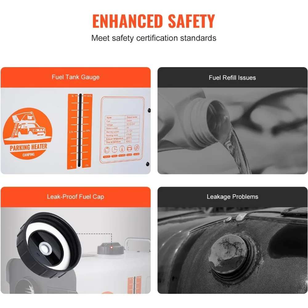 سخان ديزل Happybuy 8KW، سخان هواء ديزل عالمي 12 فولت/24 فولت، يتميز بتحكم تطبيق بلوتوث، وجهاز تحكم عن بعد وشاشة عرض