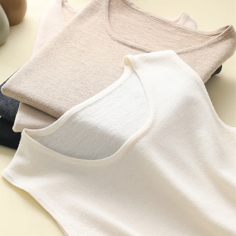 

Весенний женский свитер из 100% мериносовой шерсти, жилет высокого качества, тонкий низ, осенние женские топы на бретелях с круглым вырезом, мягкая женская вязаная майка