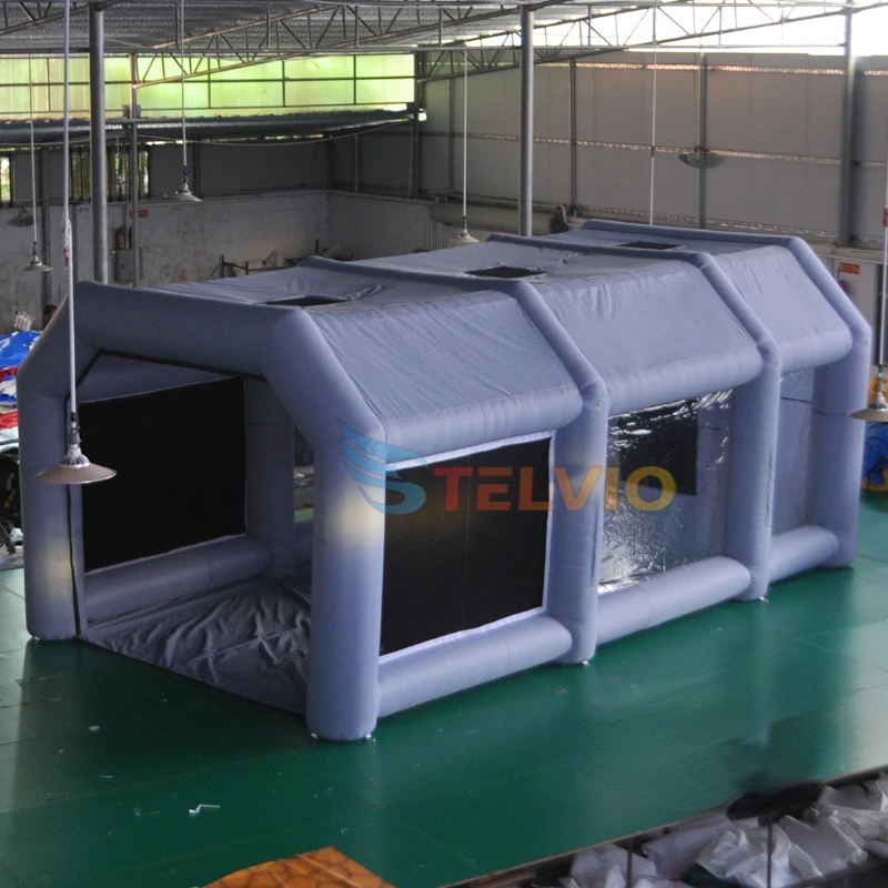 Durable Inflatable Spray Paint Booth For Car Rectangle Garage Tent Tinting With Filters And 2 Blowers For Maintenance Sto