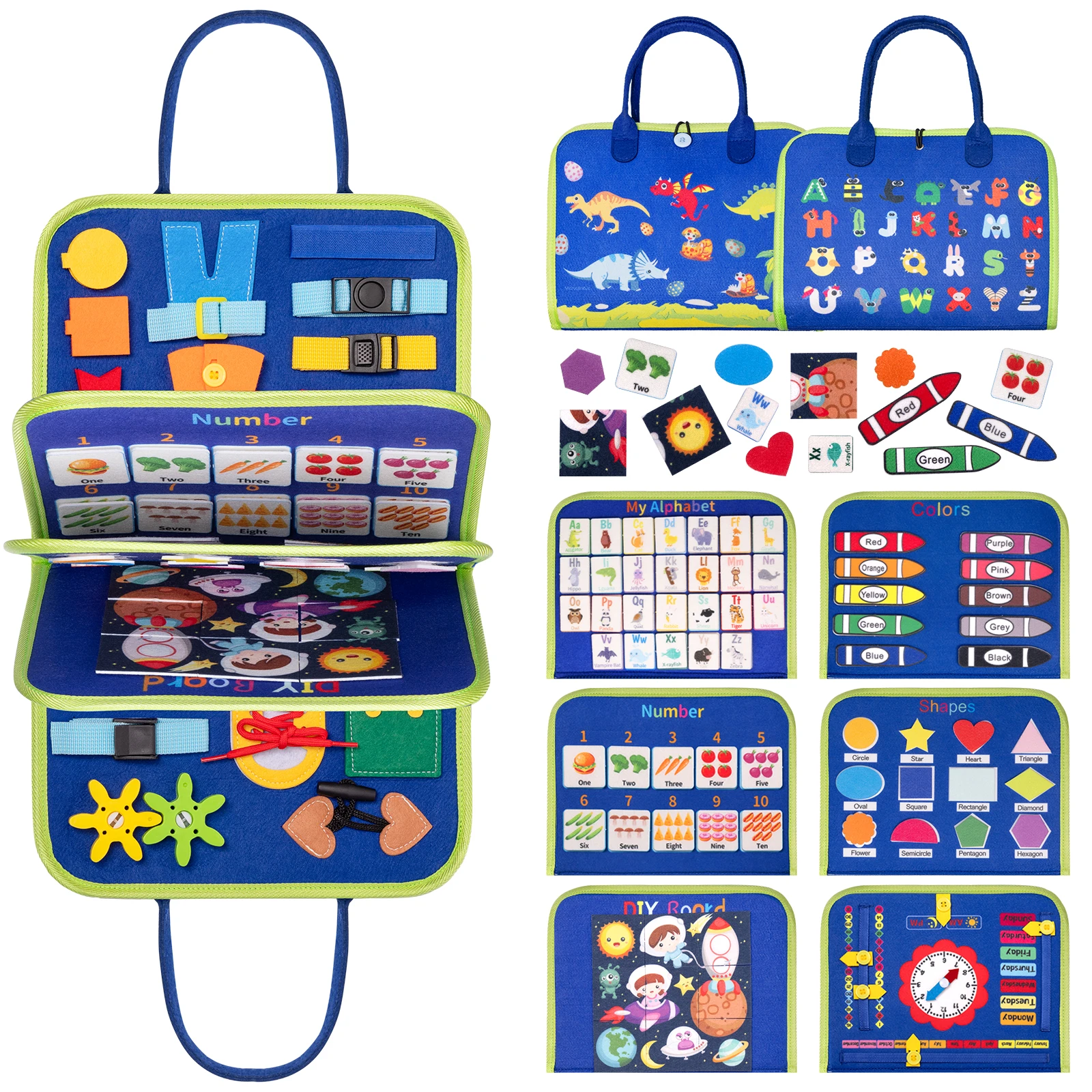 Busy Board Montessori Games 1 2 3 Year,Montessori Kids Sensory Panel,Montessori Board Basic Life Skills Toy with Zippers