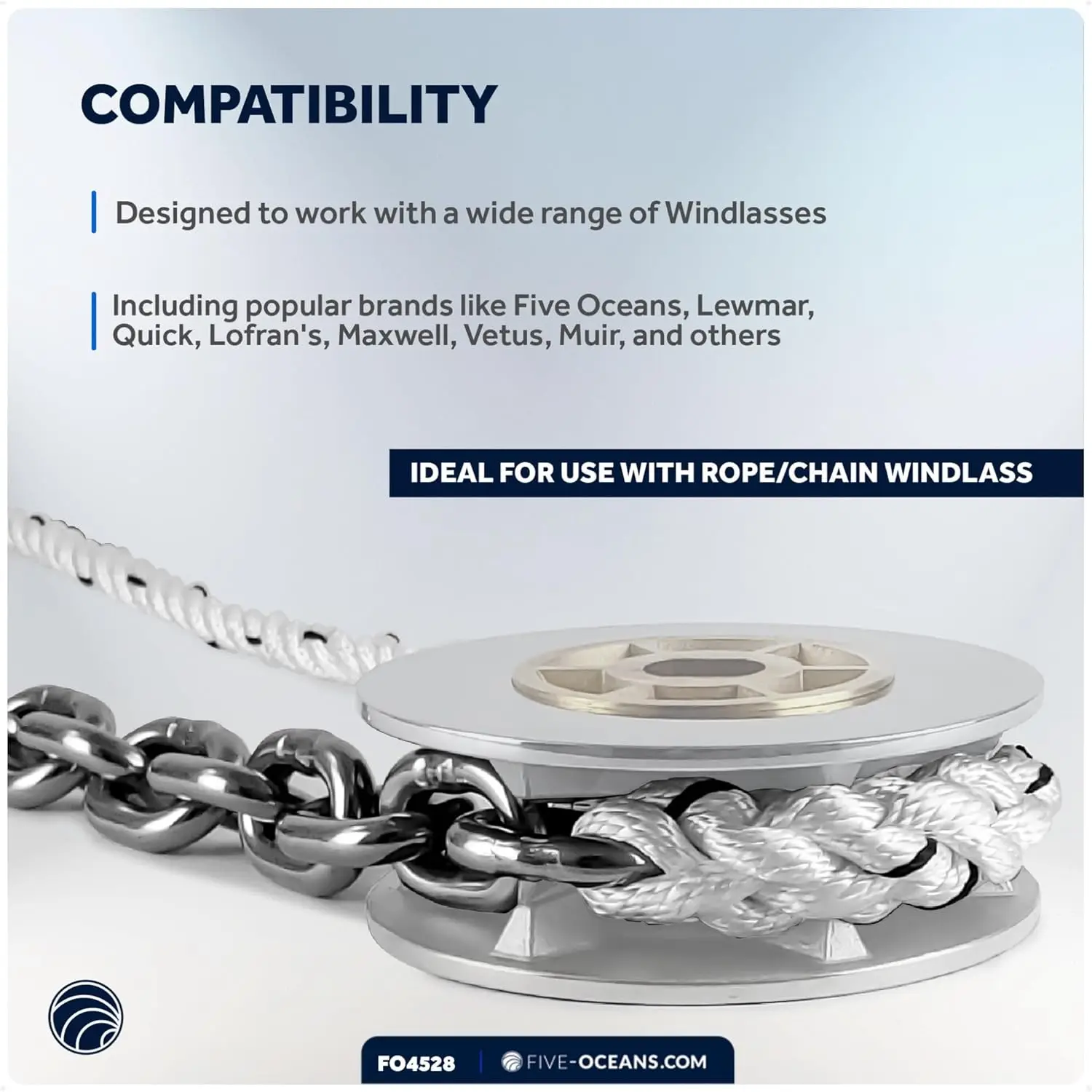 Five Oceans Windlass Anchor Rode, Hand-Spliced Anchor Rope and Chain Combination Kit, Nylon 3-Strand Rope