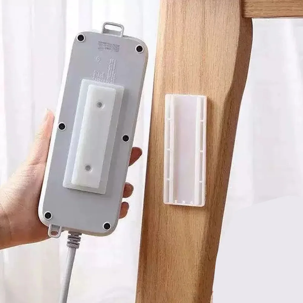 Toocki Presa di corrente autoadesiva Fissatore per strisce Supporto per spina a fila libera con punzonatura autoadesiva montata a parete per cucina Home Office