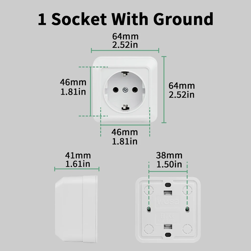 White Plugs Socket Paint Plastic Wall Mounted Classic Electrical Outlets Flame Retardant With Ground Power Sockets EU Standard view 3