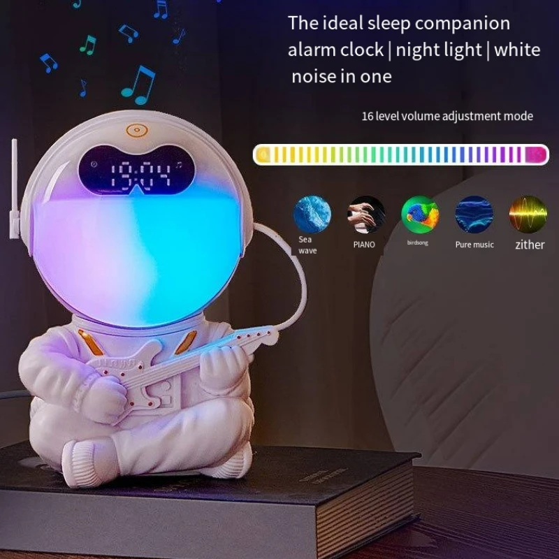 Astronaut LED Night Light Alarm Clock Timed Wake Up Atmosphere Light with Bluetooth White Noise Home Bedroom Children's Gift