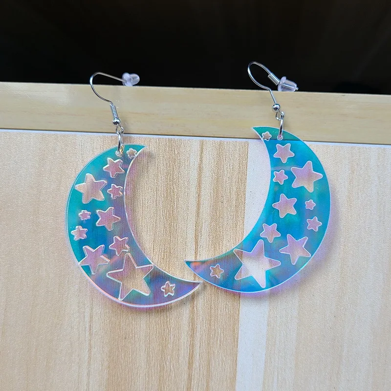 YAOLOGE New Discoloration Moon Human Face Hand Flower Geometric  Acrylic Earrings for Women Girls серьги des boucles d\'oreilles