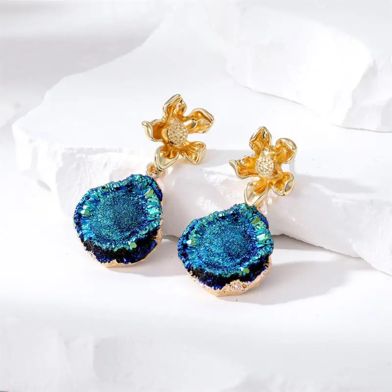 Quicksand Green Blue Earrings Toxic Free And Safe Popular Accessories Bright Color Earring High Applicability Irregular