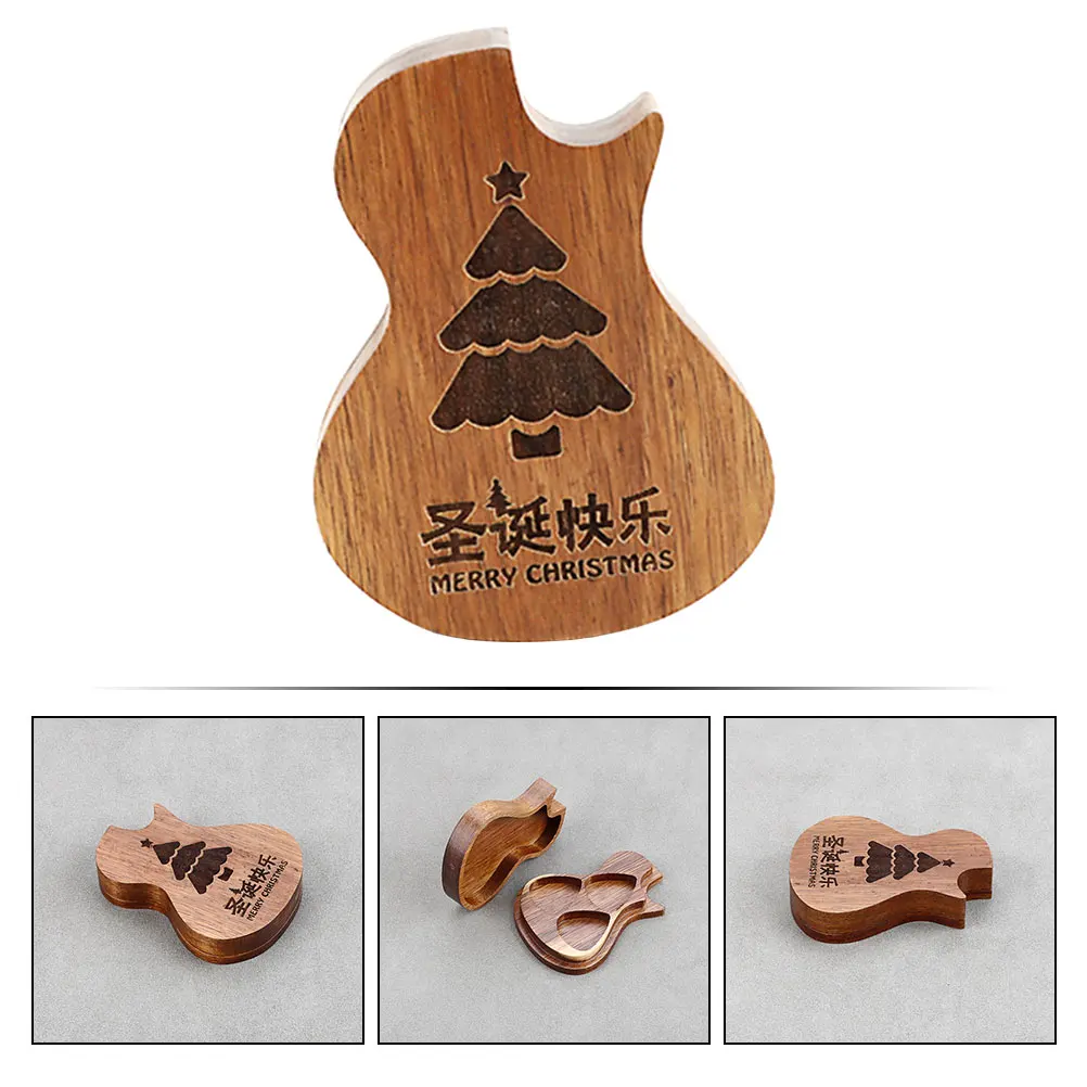 

Christmas Tree Guitar 3 Compartment Wood Storage Case ganizer for Picks Ukulele Accessories L825 Guitar Parts Holder