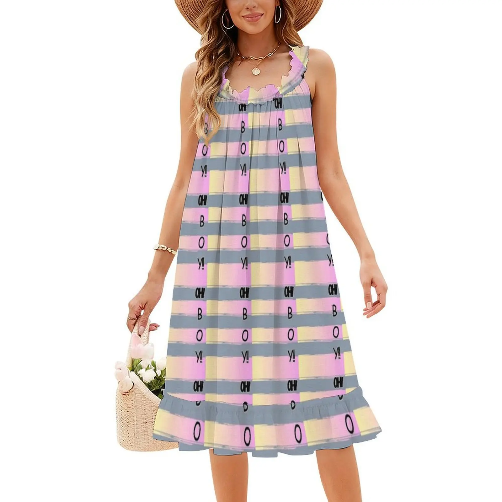 أوه! صبي! تنورة على الطراز الكوري فستان كاجوال للنساء فساتين بسيطة يومية للمكتب للسيدات الحب للفتيات بخطوط وردية للأولاد لمسة الظل