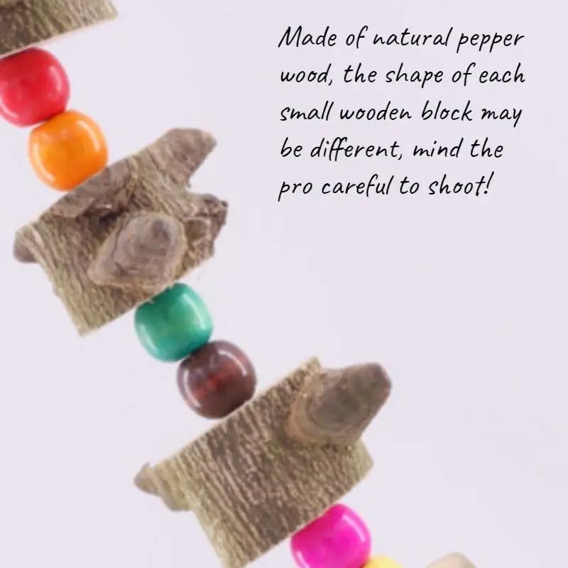 Solid Wood Bird Parrot Chew Toy Parakeet Wooden Ball String Cage Decoration Pet Supplies view 5