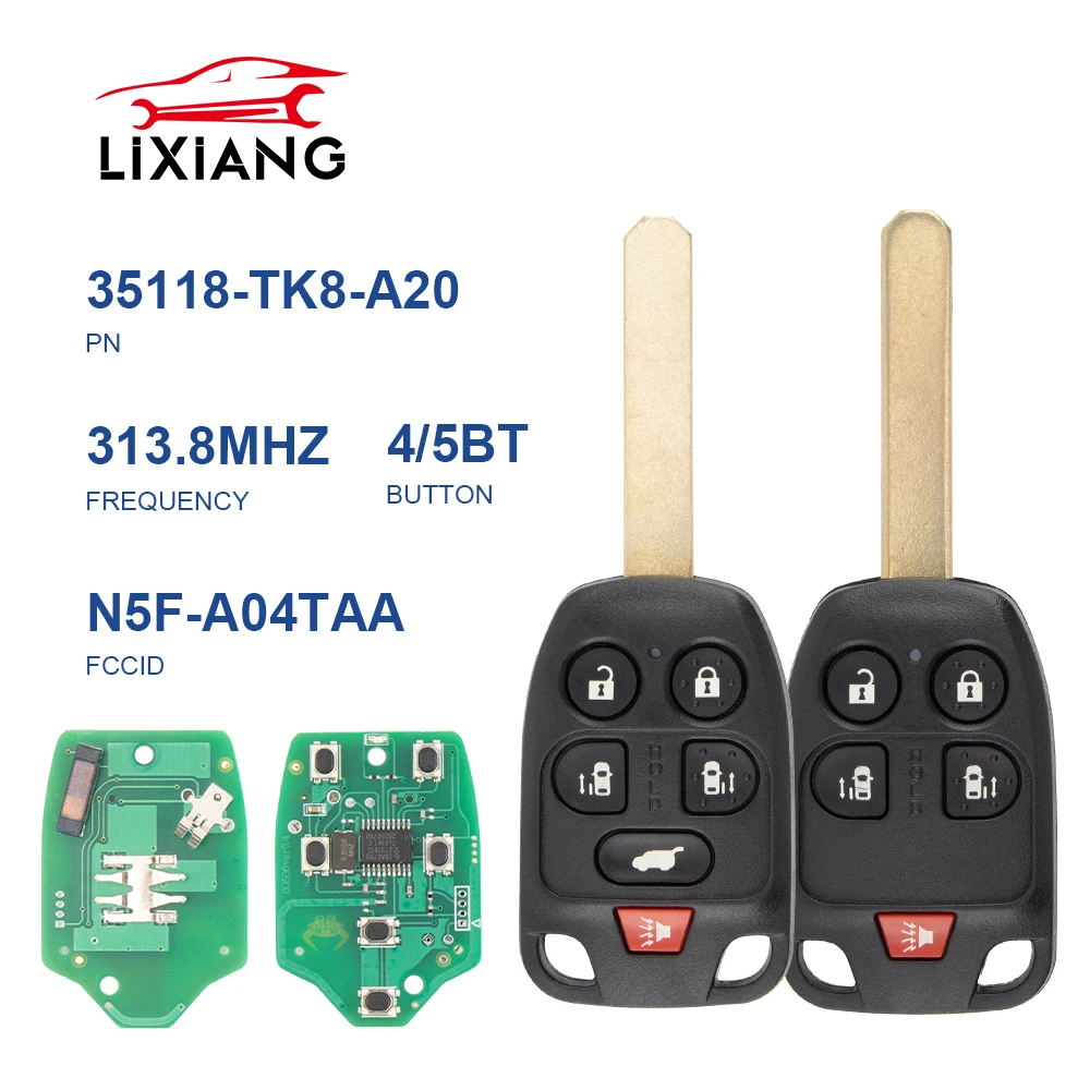 LIXIANG 4+1/5+1 Buttons Keyless Entry Remote Car Key Fob For Honda Odyssey 2011 2012 2013 N5F-A04TAA/N5FA04TAA 313.8Mhz