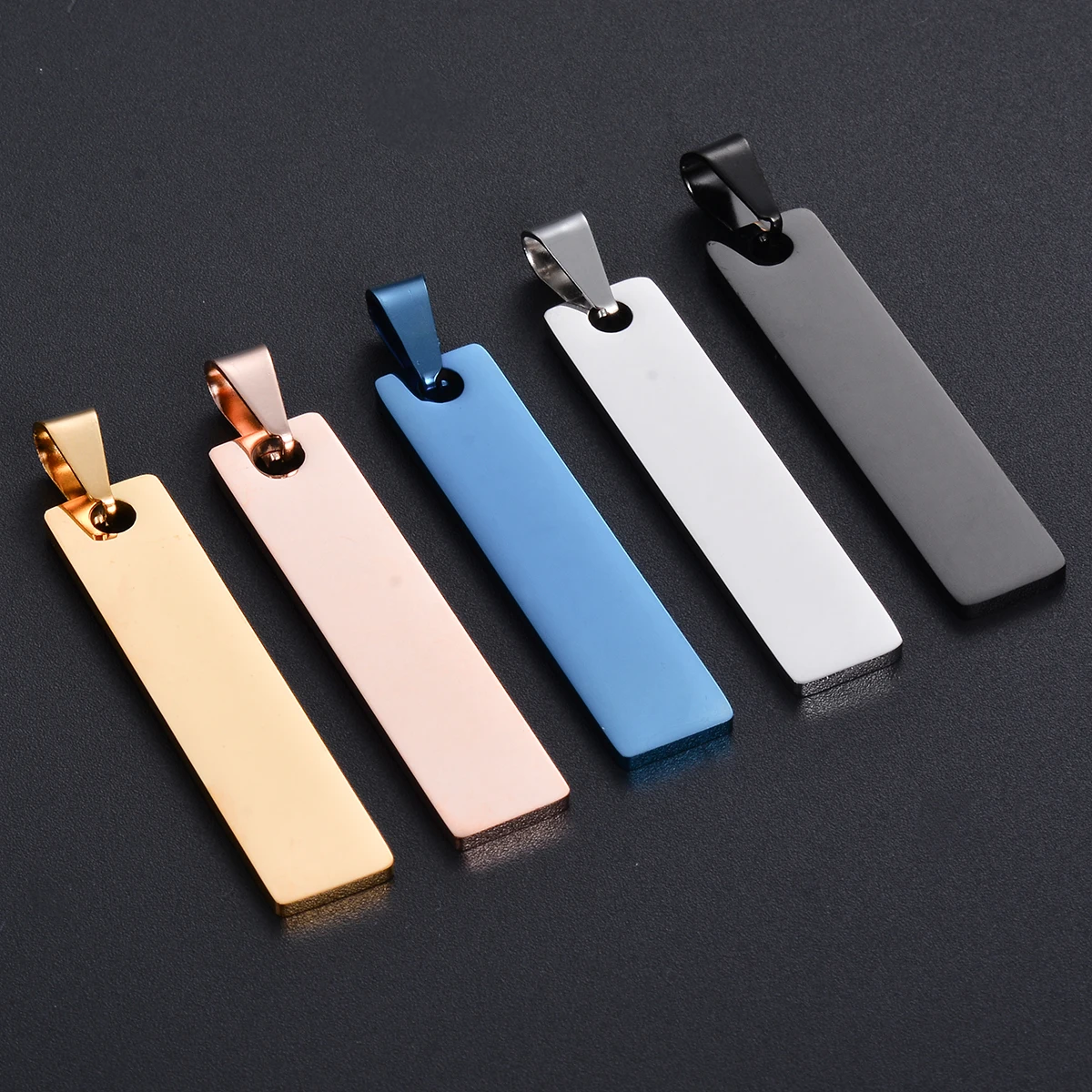 10PCS Rectangle Dog Tag Stainless Steel Pendant Necklace Military Soldiers Metal Stamping Blanks Tags Wholesale