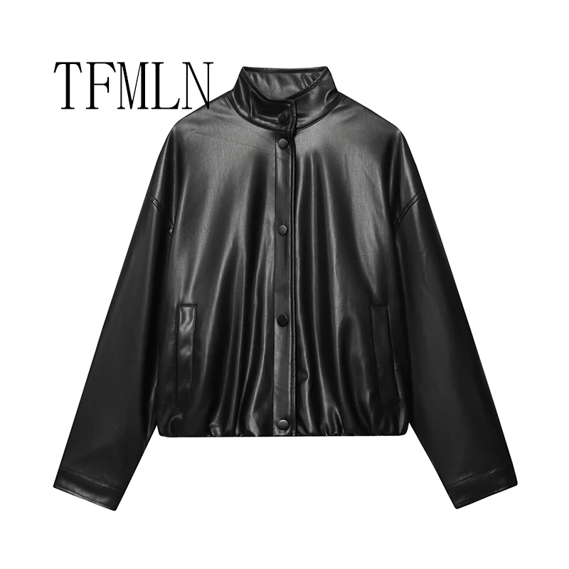 

Женская новая модная кожаная куртка, топы, осенняя брендовая куртка-пилот, пальто, свободная верхняя одежда