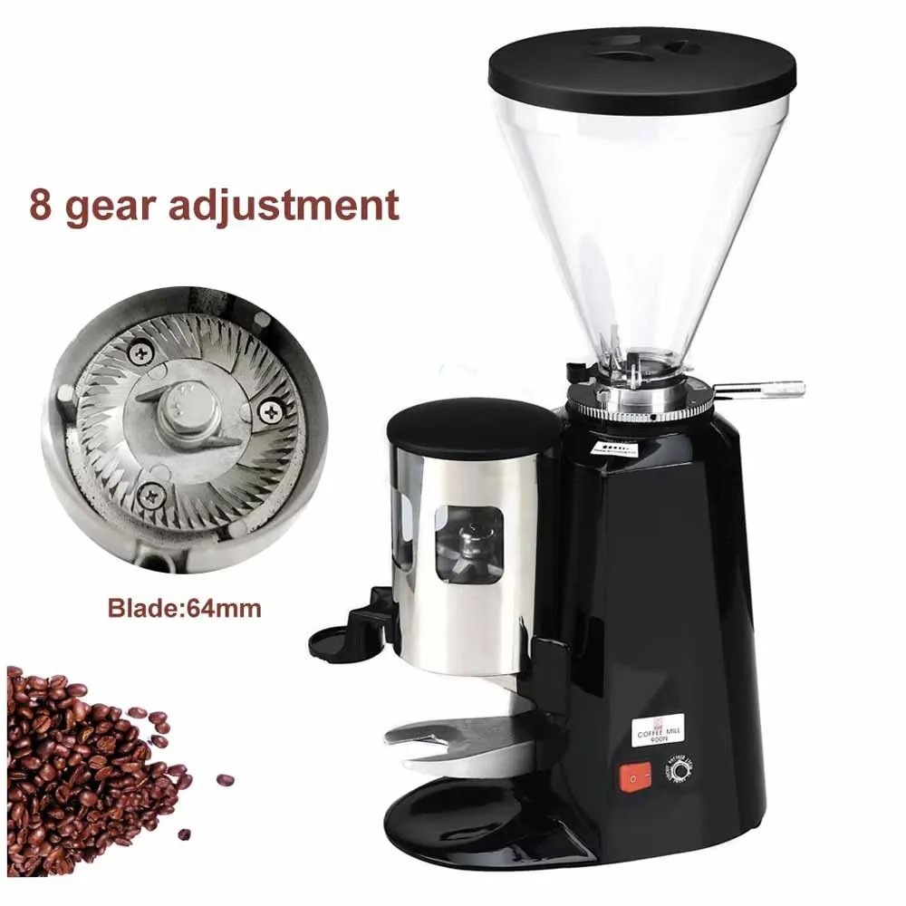 Immagine 5: Macinacaffè Elettrico Commerciale 350W Macinacaffè per Espresso 1/2HP Macinatore Automatico di Caffè Macinino per Chicchi
