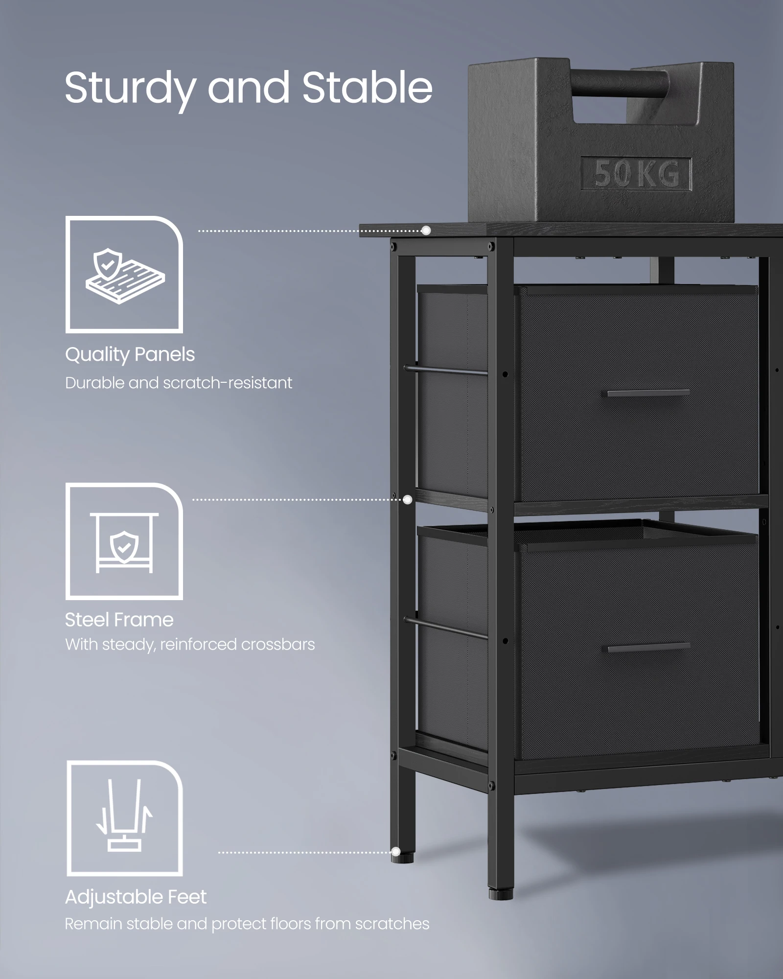مكتب VASAGLE على شكل حرف L مع درجين واسعين، مكتب ألعاب، مكتب زاوية، مكتب كمبيوتر مع رف تخزين قابل للتعديل #5