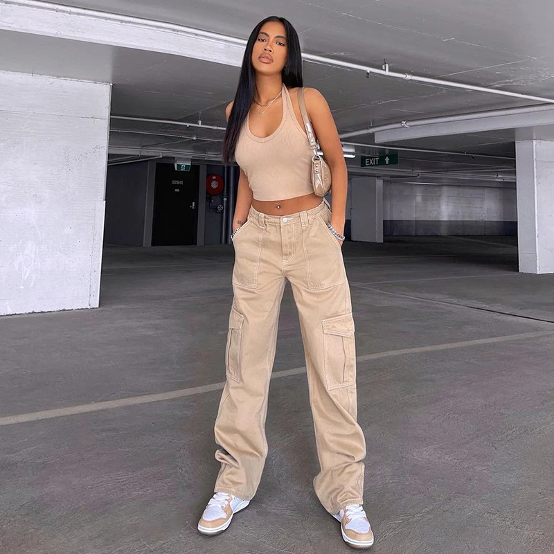 Women's Fashion 2026 Denim Semi-Elastic Design Personalized Versatile Workwear Long Pants Comfortable Fit