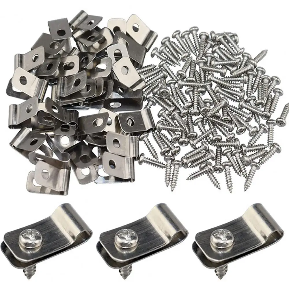 

100 Pcs Fence Wire Clamps with Screws Stainless Steel Rust-Resistant Clips for 12-16 Gauge Garden Yard Supplies