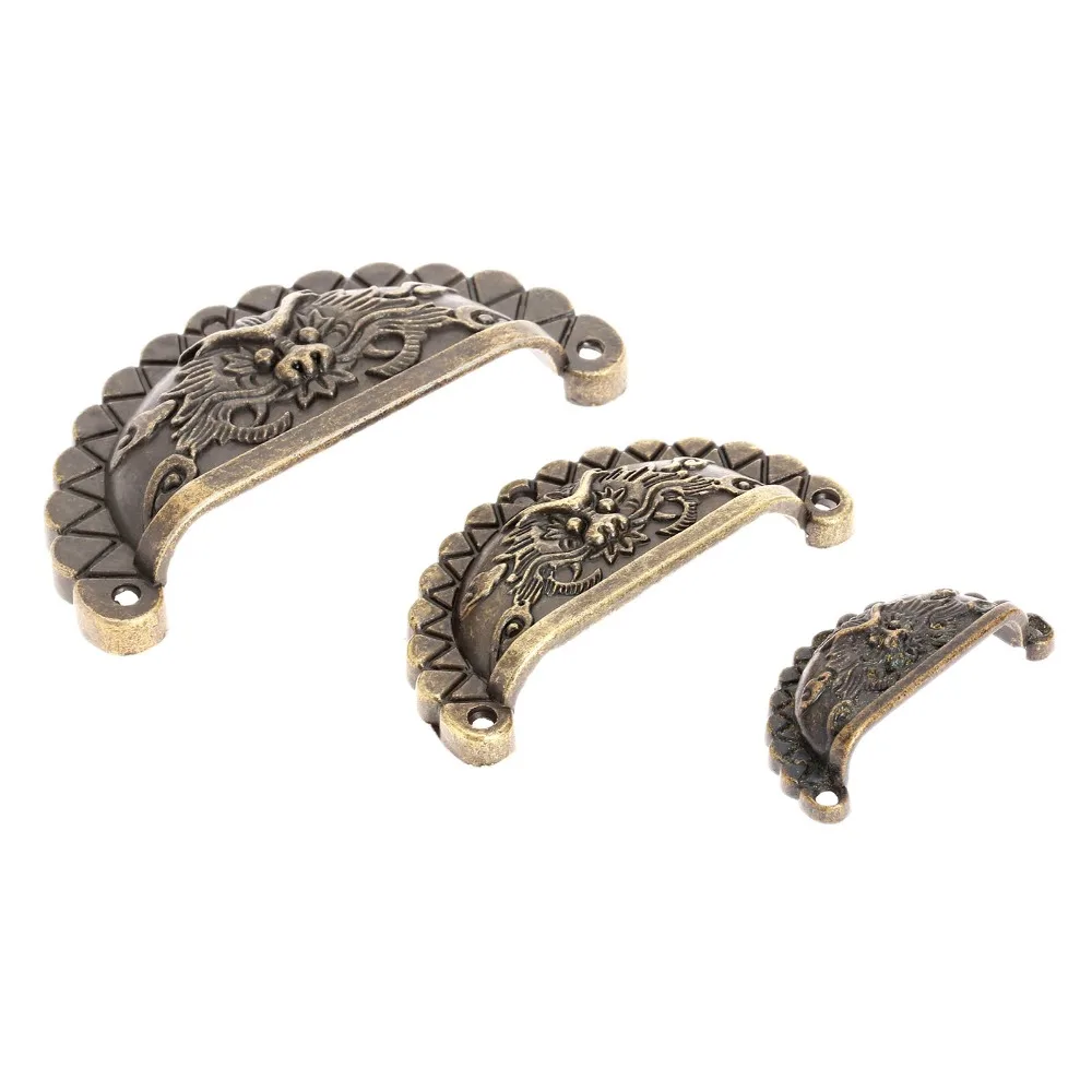 4Pcs Antique Furniture Handles Vintage Knobs and Pulls for Cabinet Dragon Shell Knobs Dresser Drawer Door Cupboard Pull Handle
