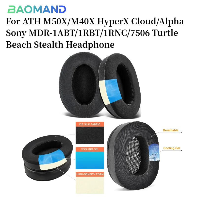 

For ATH M50X/M40X HyperX Cloud/Alpha Sony MDR-1ABT/1RBT/1RNC/7506 Turtle Beach Stealth Headphones Earmuff Sleeve Headset