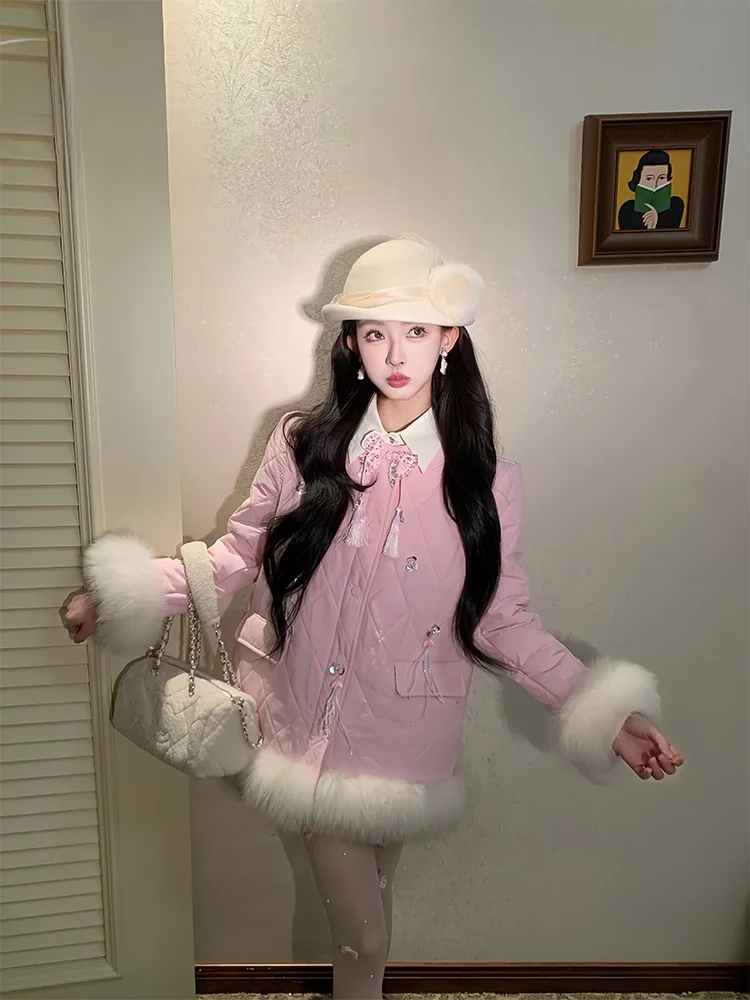 

Оригинальный зимний хлопковый жакет PITAO с дизайном «Цветущая вишня», модный и универсальный, женский комплект из зимней коллекции