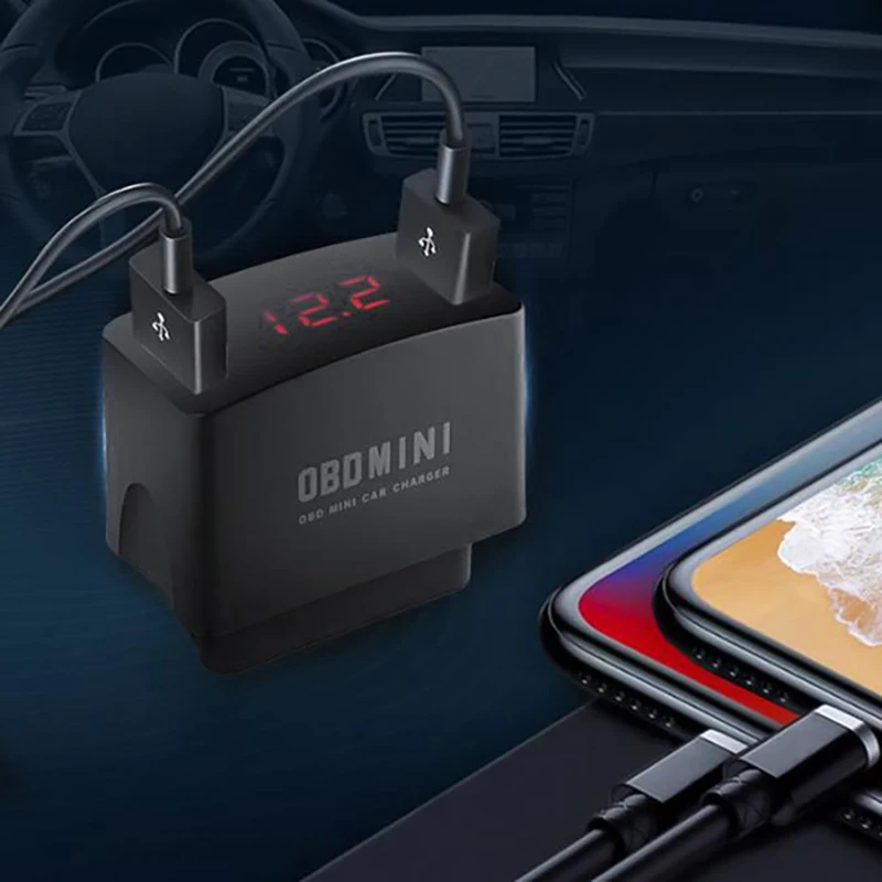 Dual USB Charger Adapter Car OBD Charging Universal 12V 24V LED Voltage Display Car Charger Socket Fast Charging Power