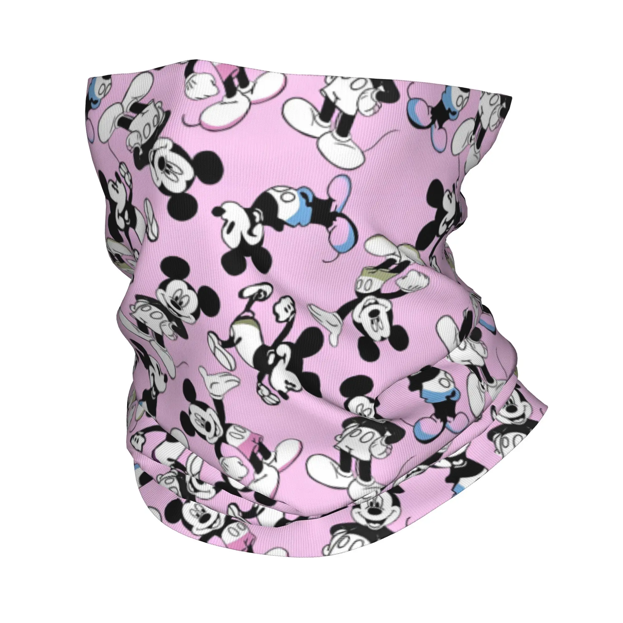 

Custom Cartoon Mickey Mouse Bandana Neck Warmer Men Women Winter Hiking Ski Scarf Gaiter Comic Face Cover