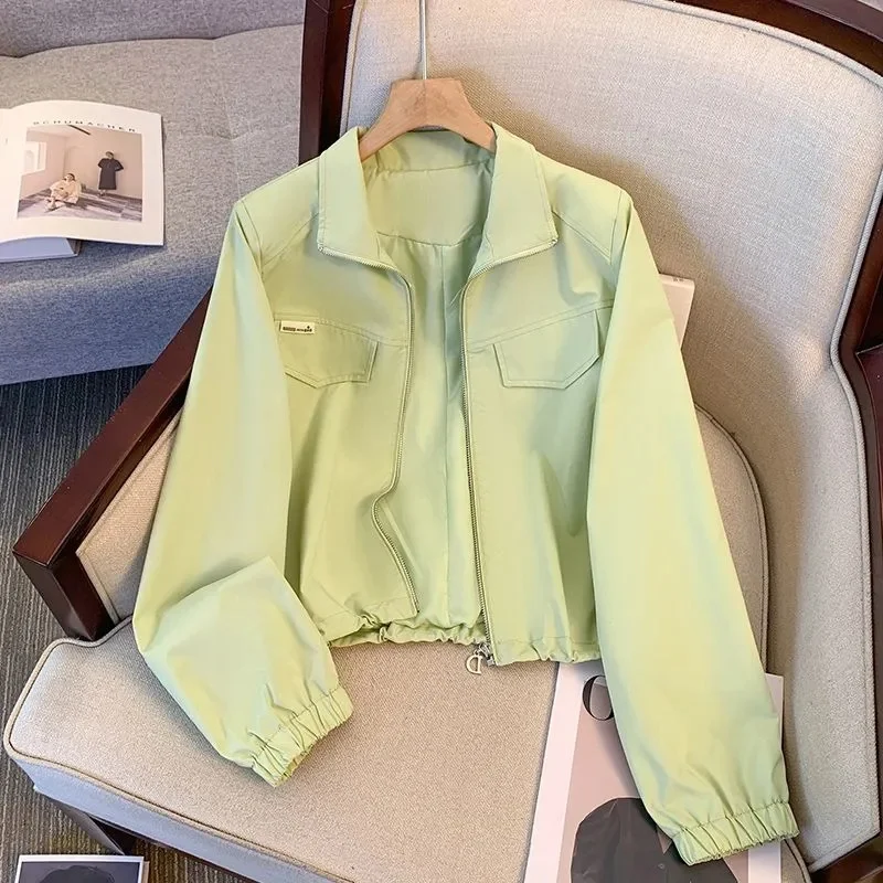 Frauen Sommer Dünne ort Svel Stehkragen Sport Oberbekleidung Reißverschluss Lange Sve ort Länge Faionable Mantel