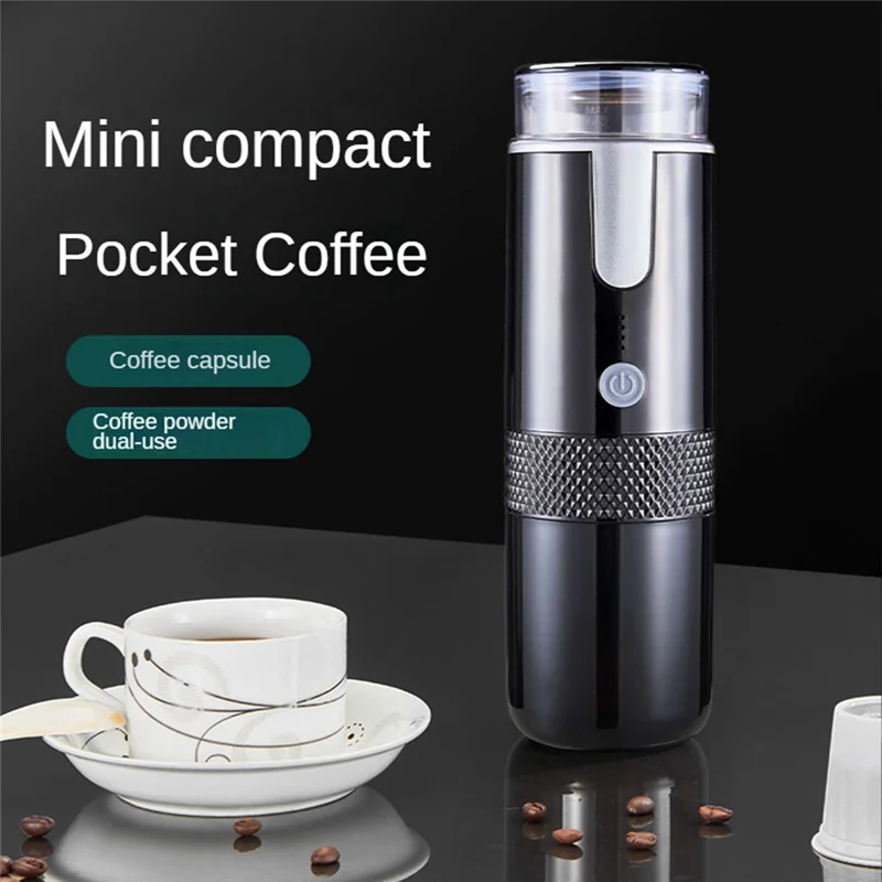 A02V-Electronic Coffee Maker Rechargeable Espresso Machine Portable Car Coffee Make Ground Coffee & Espresso Travel Camping