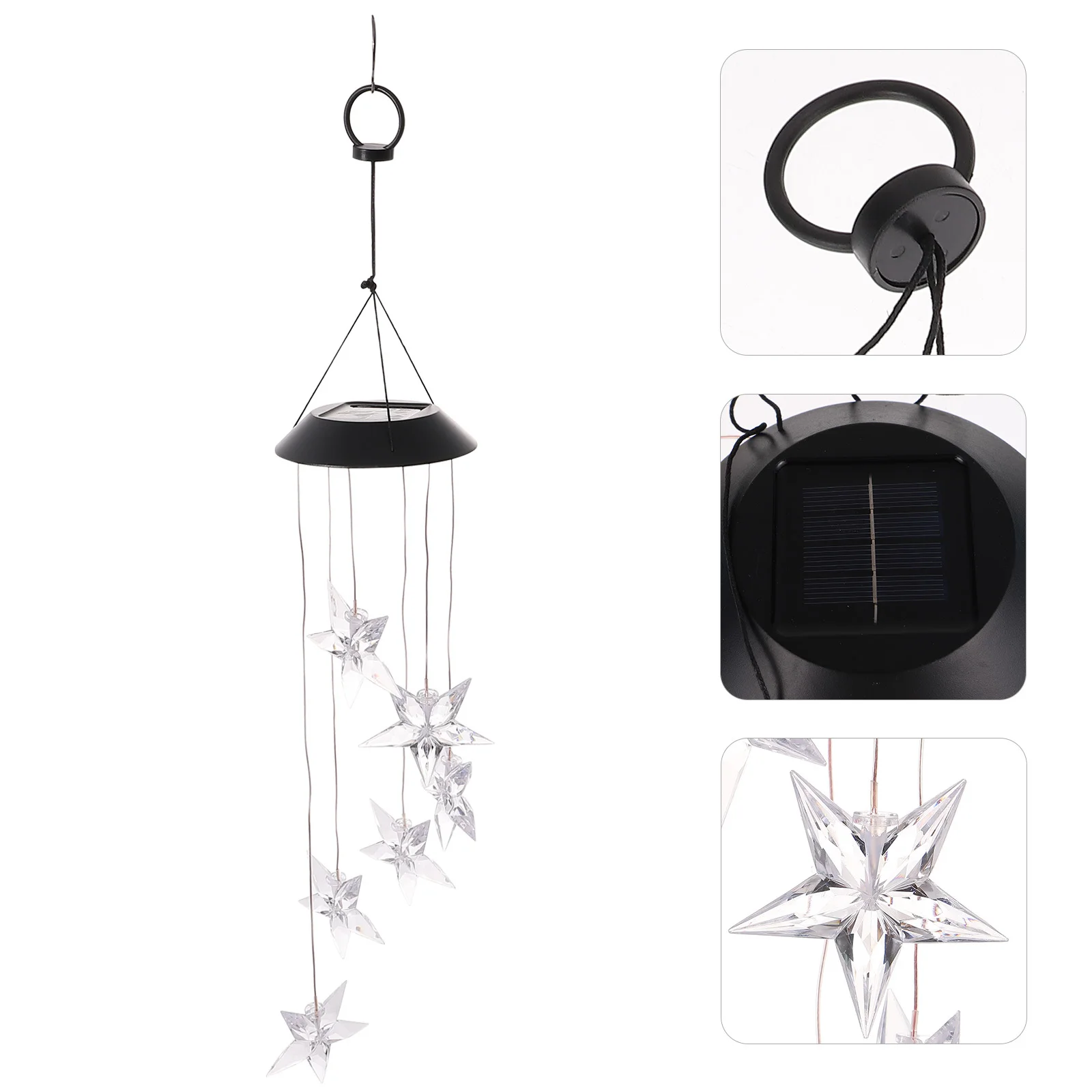 

Star Solar Wind Chime Hanging Light Outdoor Decor For Porch Garden Yard Solar Powered Wind Bell Chimes Instrument