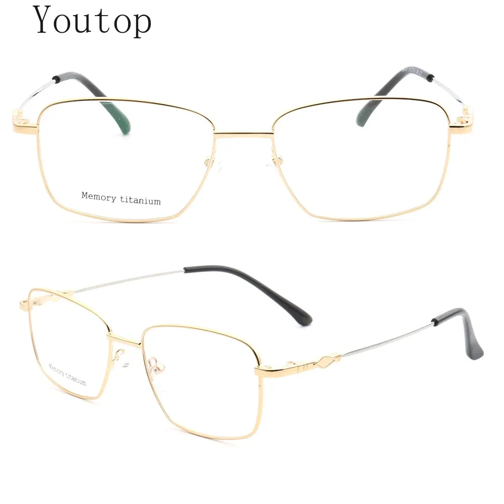

Flexible Men Business Eyeglass Frames Women Square Metal Optical Glasses Frame Full Rim Light Metal Prescription Spectacles Gold
