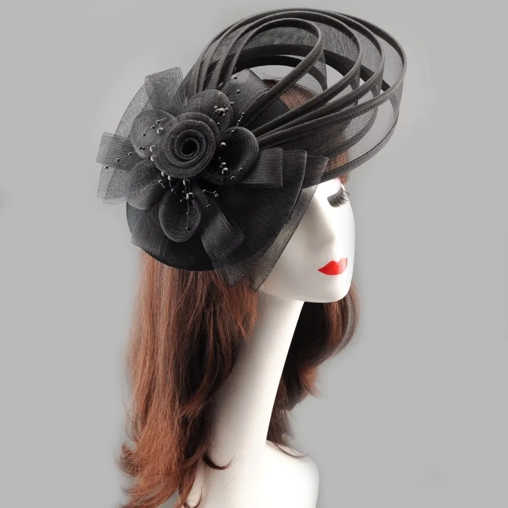 New Sinamay Women Fascinator Hat Mesh Veil Vintage Pillbox Hat Elegant Lightweight Derby Hat Church Derby Christmas Stage view 4