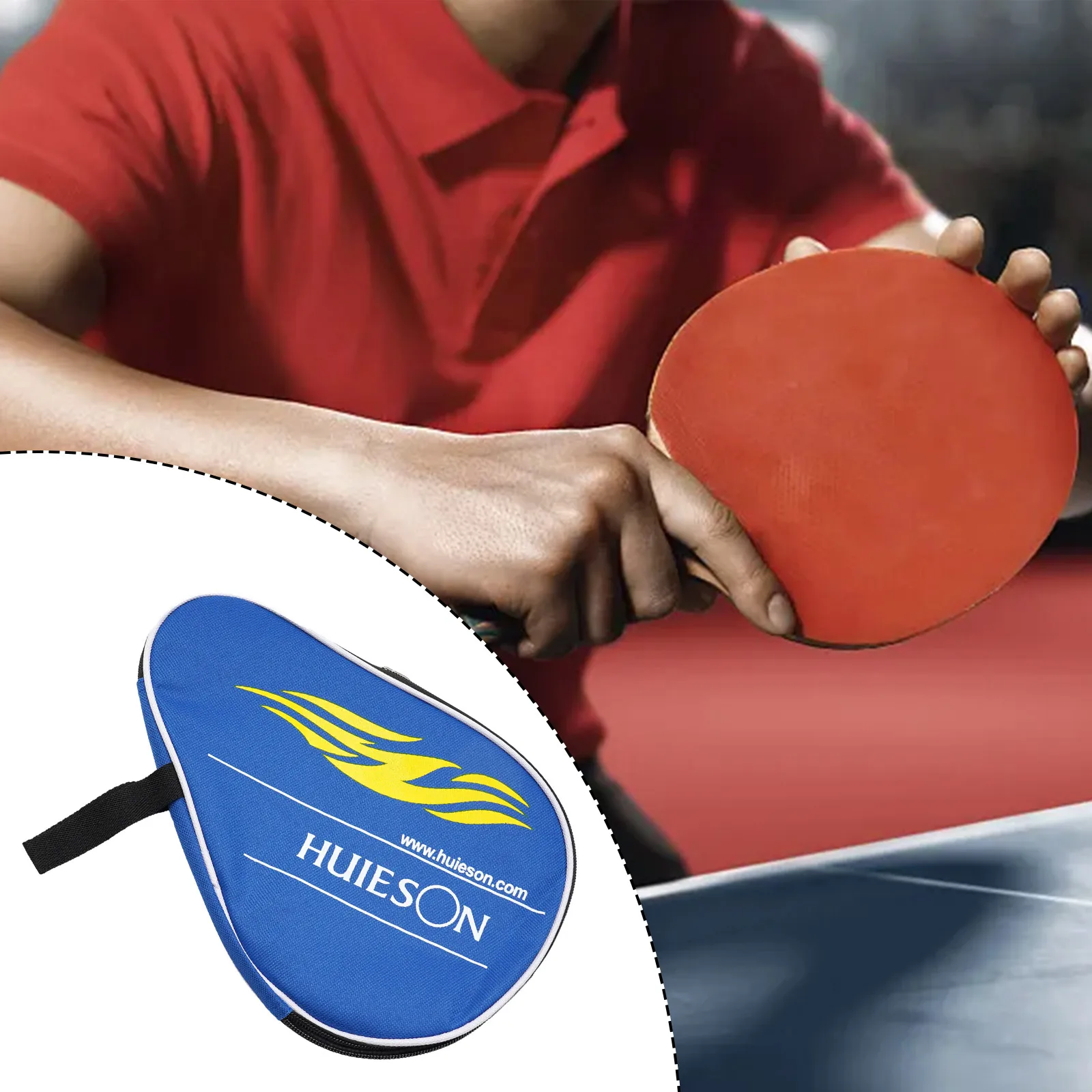 

Pings Pong Paddle Carrying Bag Oxford 3-Pocket Metal Zipper Comfort Protective Sponge Lining 11.8x8in Table Tennis Racket Case