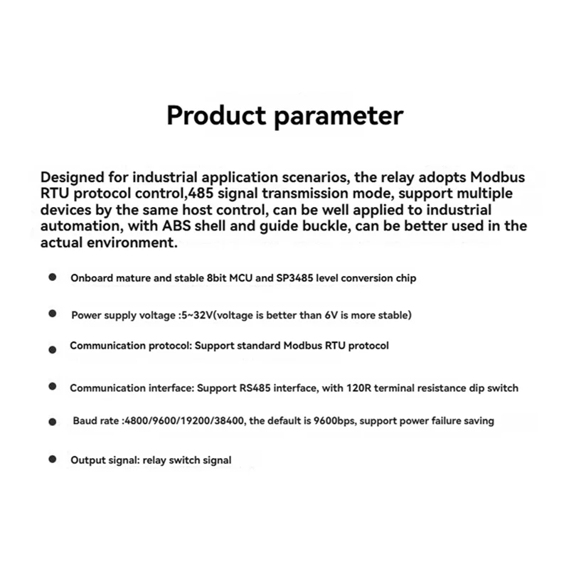 ABZW الصناعية الصف 2-CH وحدة التتابع RS485 واجهة التتابع Modbus RTU بروتوكول التحكم Optocoupler العزلة