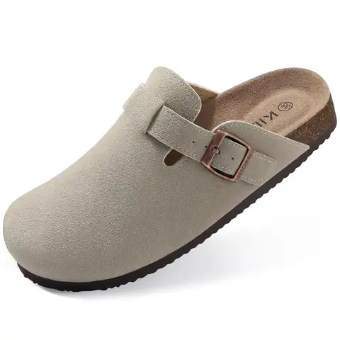 Litfun rétro sabots en liège pantoufles pour hommes mode hommes Mules chaussure avec Support de voûte plantaire unisexe chaussures de plage classiques sandales en daim pour hommes